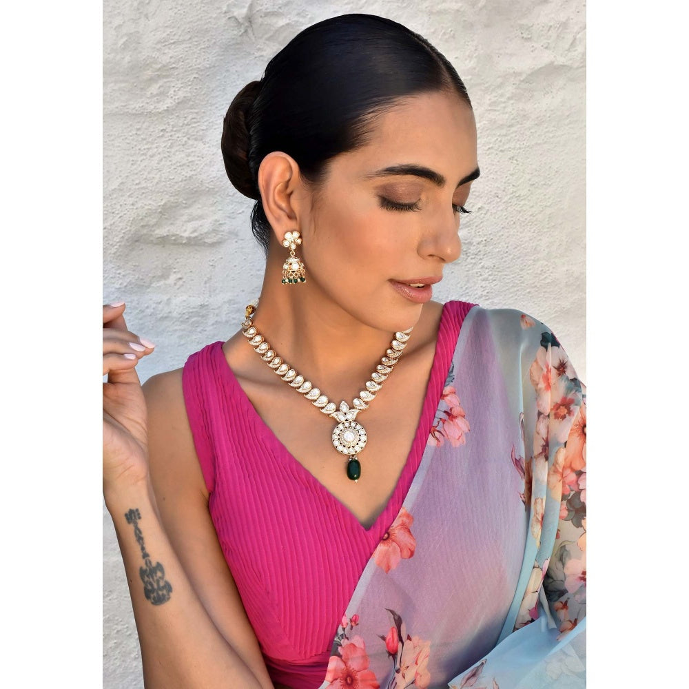 SWABHIMANN Warisha White Polki Necklace Set