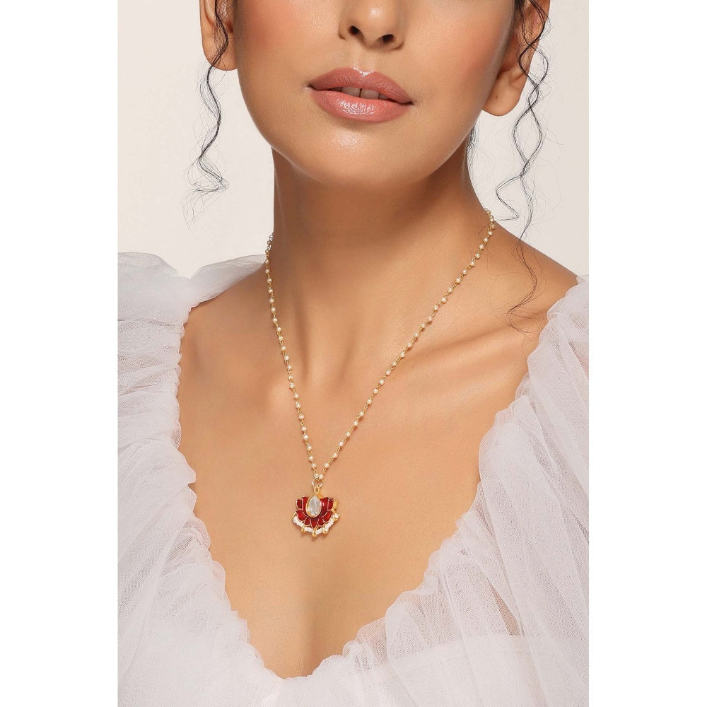 SWABHIMANN Amin Red Polki Pendant