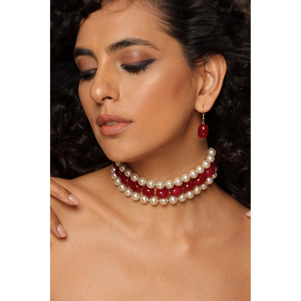 SWABHIMANN Belka Multicolour Pearl Choker Set