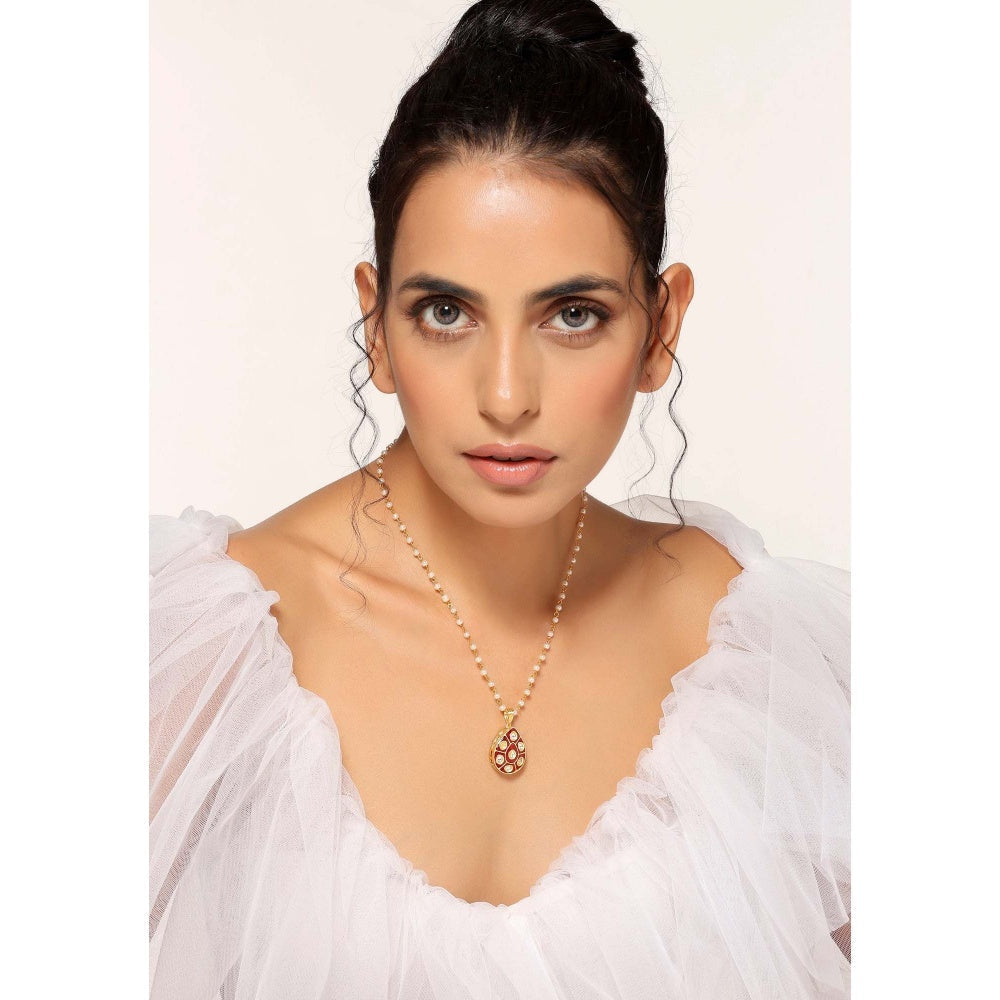 SWABHIMANN Shlokha Red Pendant Necklace