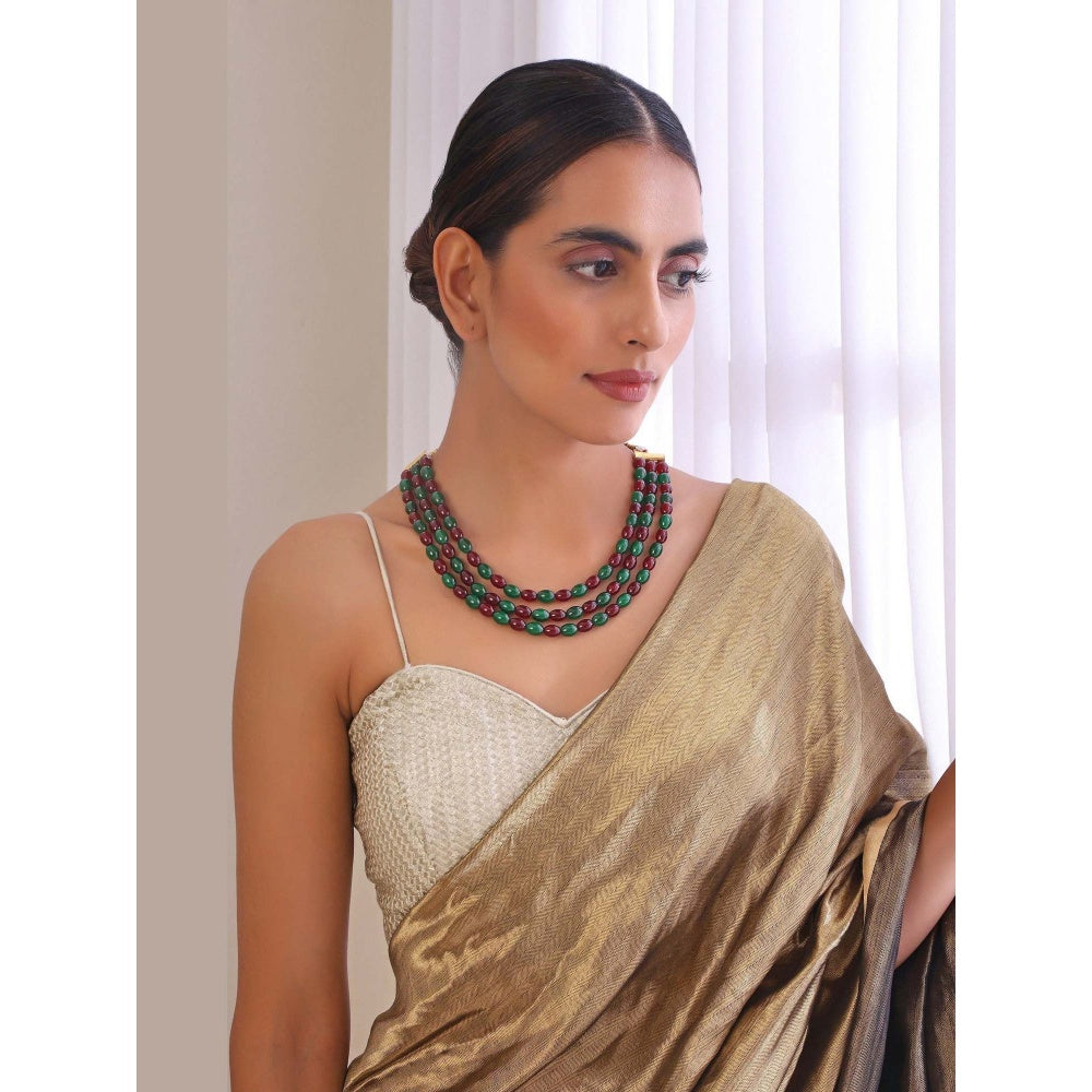 SWABHIMANN Haima Multicolour Layered Bead Necklace