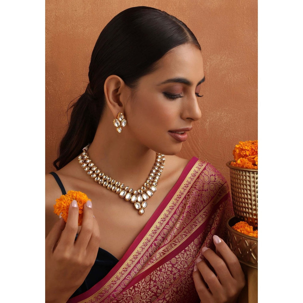 SWABHIMANN Toshi White Kundan Necklace Set