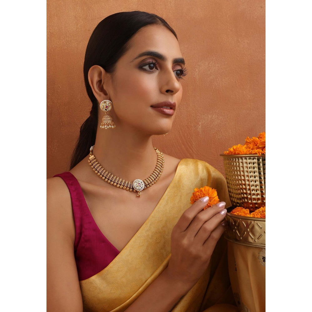 SWABHIMANN Sethu Gold Temple Necklace Set