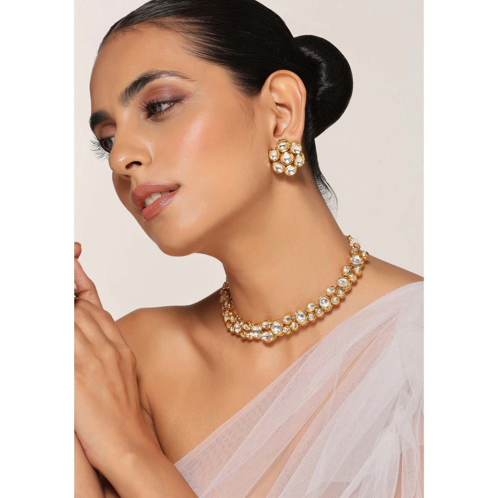 SWABHIMANN Ganya White Kundan Necklace Set