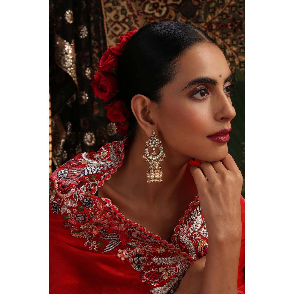 SWABHIMANN Sargam White Polki Jhumka Earrings