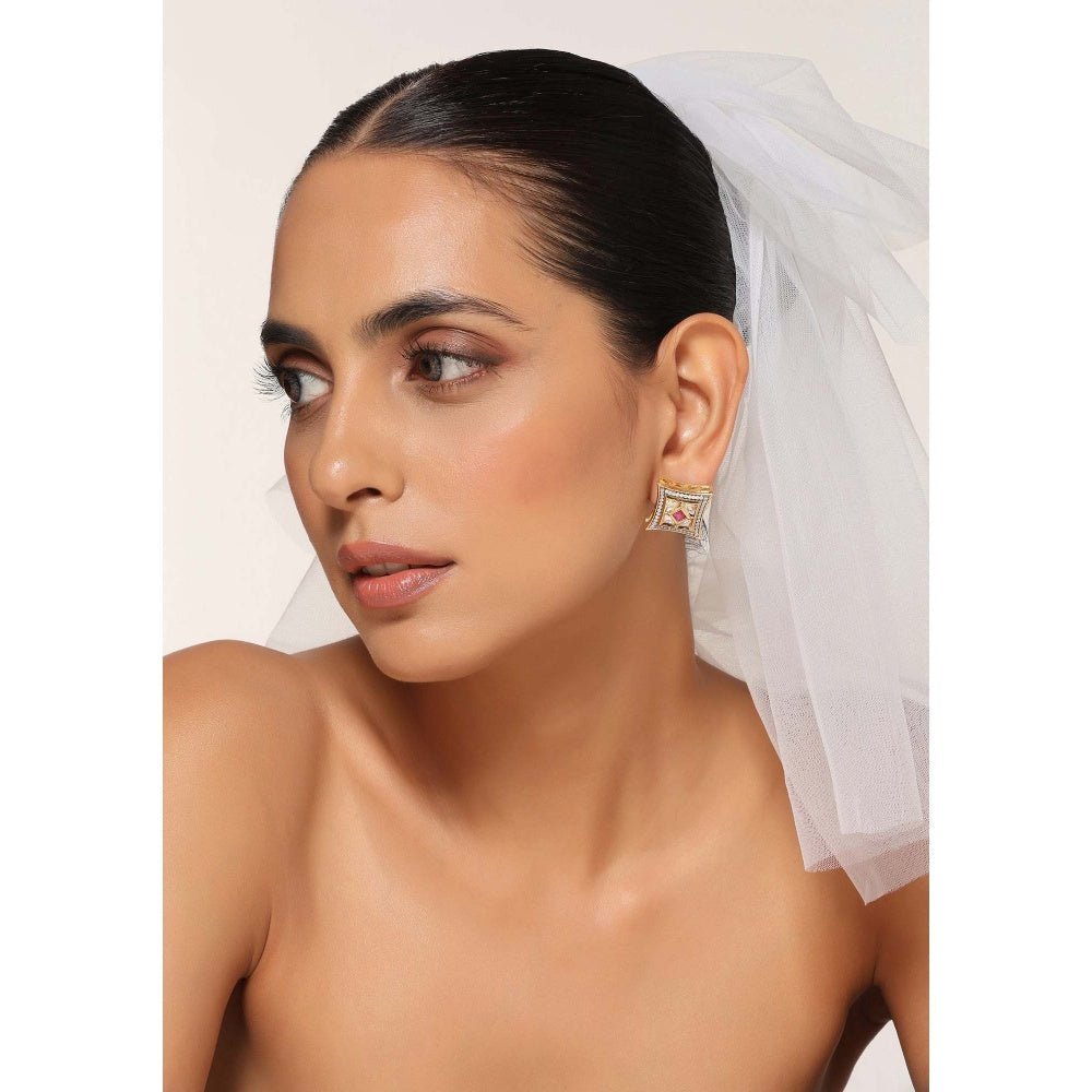 SWABHIMANN Heyat Multicolour Kundan Studs Earrings