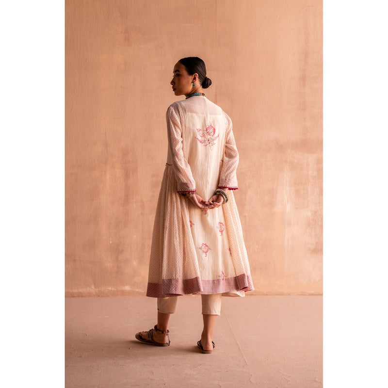 SWATTI KAPOOR Svet Beige Printed Anarkali Kurta