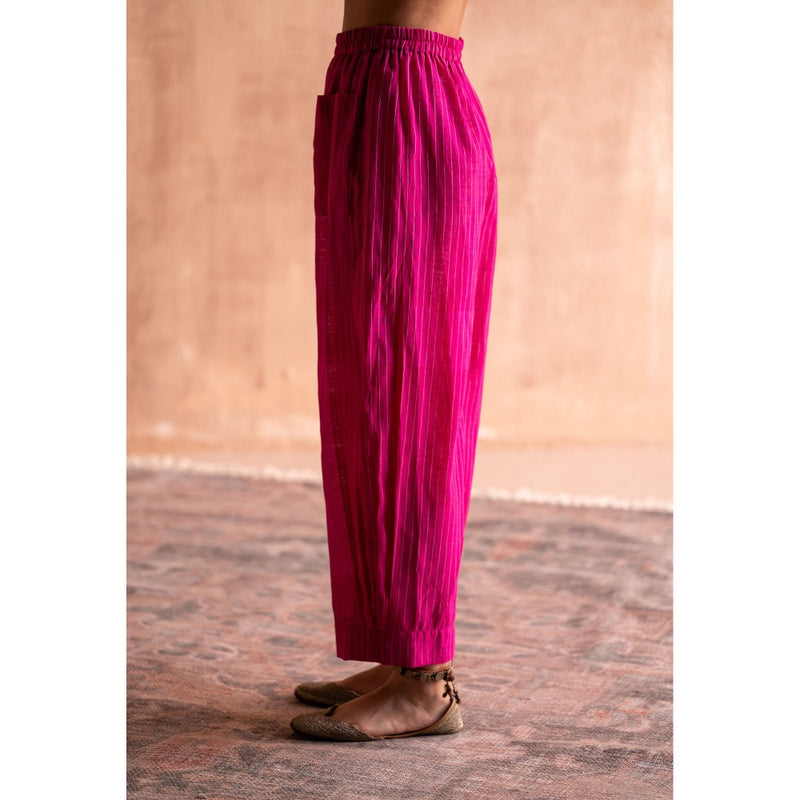 SWATTI KAPOOR Rani Pink Stripes Printed Pant