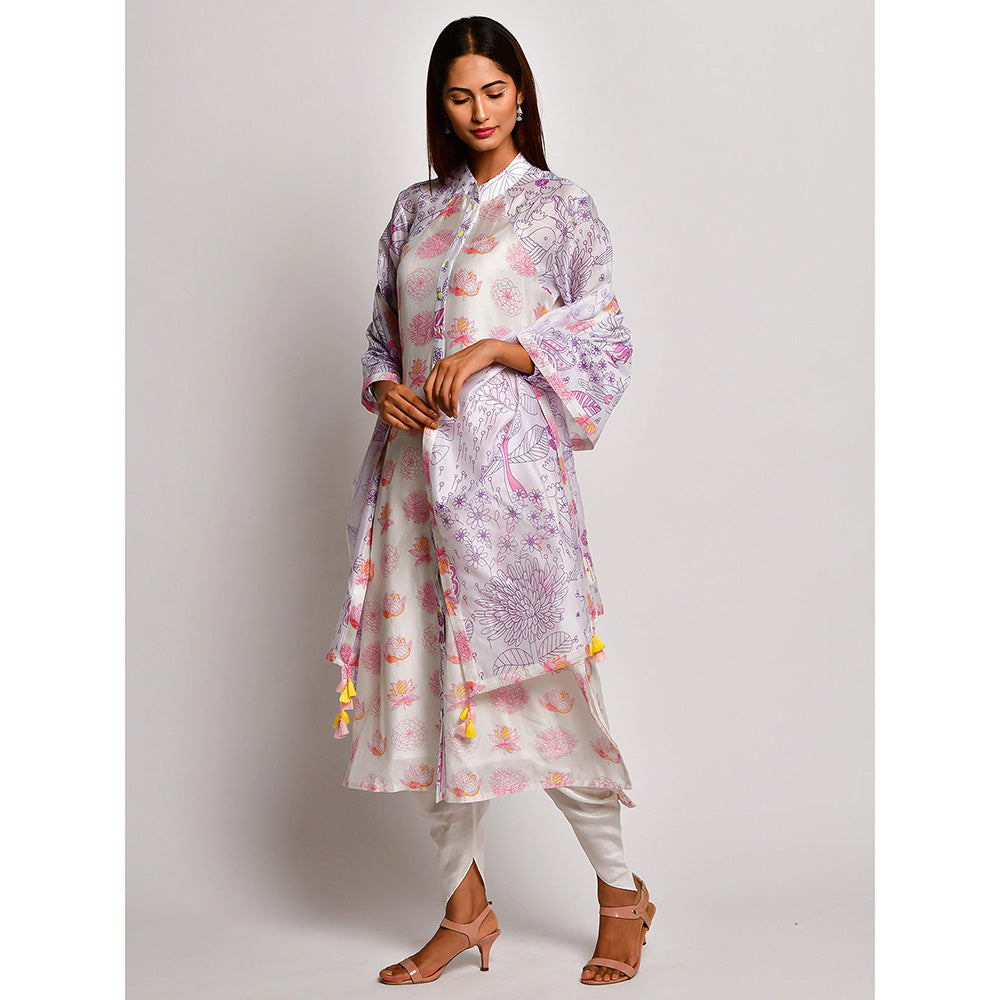 Swati Vijaivargie In Bloom Off White Floral Kurta With Dhoti Pants (Set of 2)