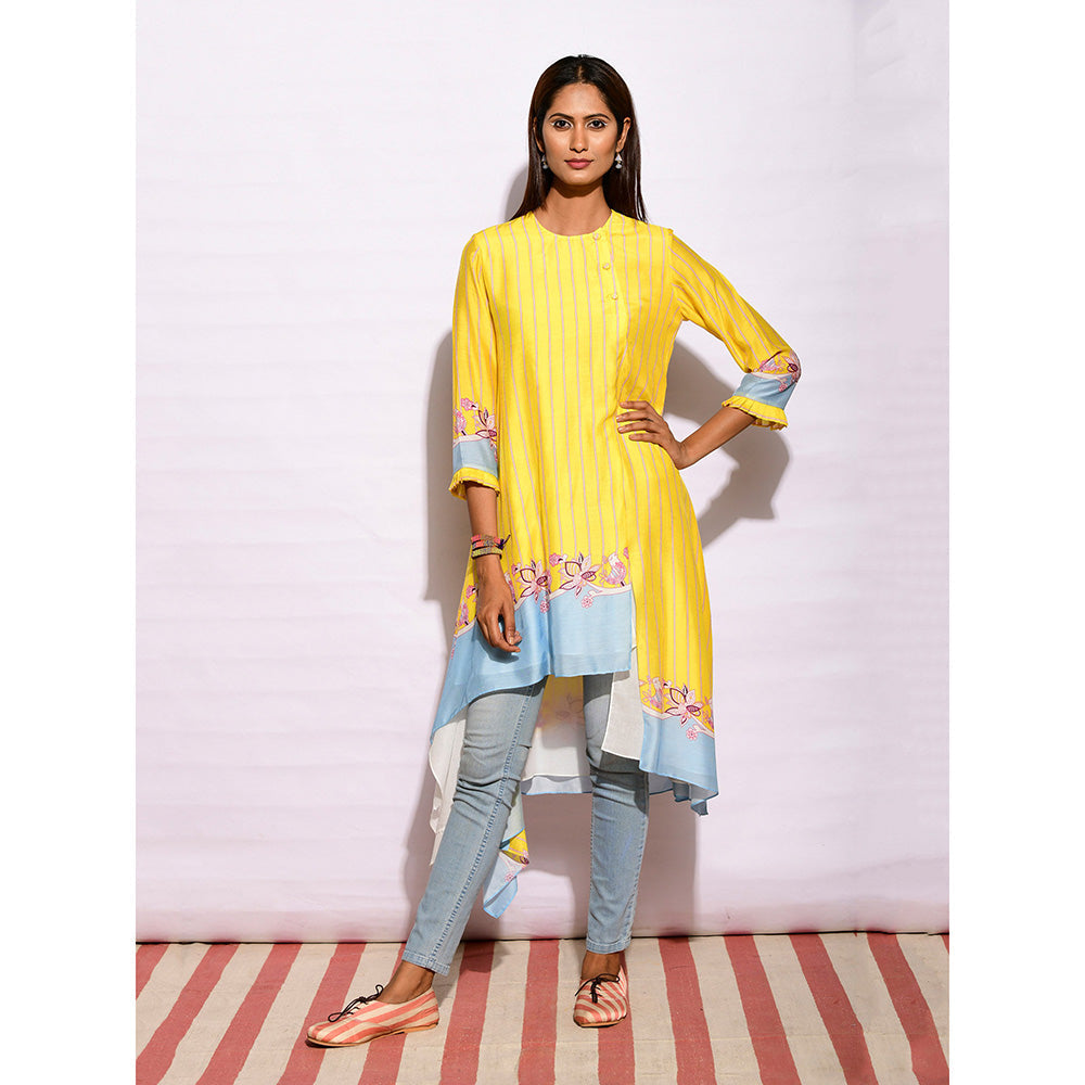 Swati Vijaivargie In Bloom Yellow Asymmetric Printed Tunic