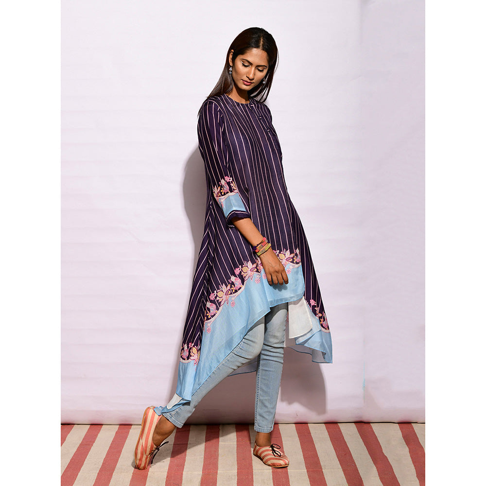 Swati Vijaivargie In Bloom Navy Blue Asymmetric Printed Tunic
