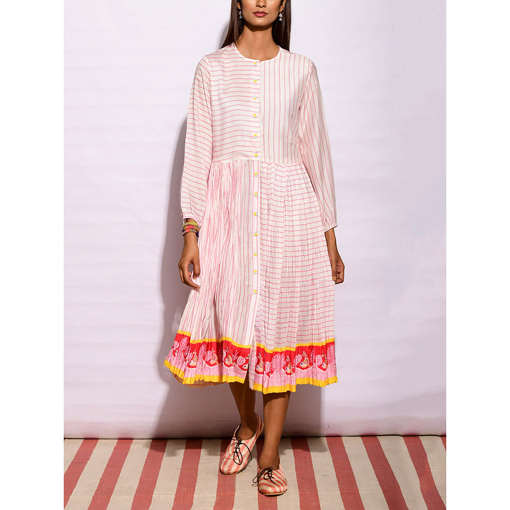 Swati Vijaivargie In Bloom Off White Striped Crushed Dress