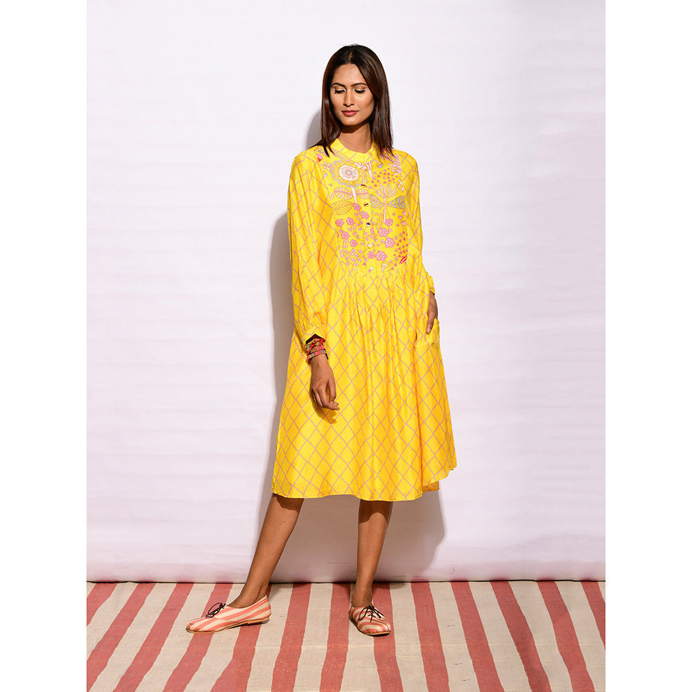 Swati Vijaivargie In Bloom Yellow Diamond Printed Dress