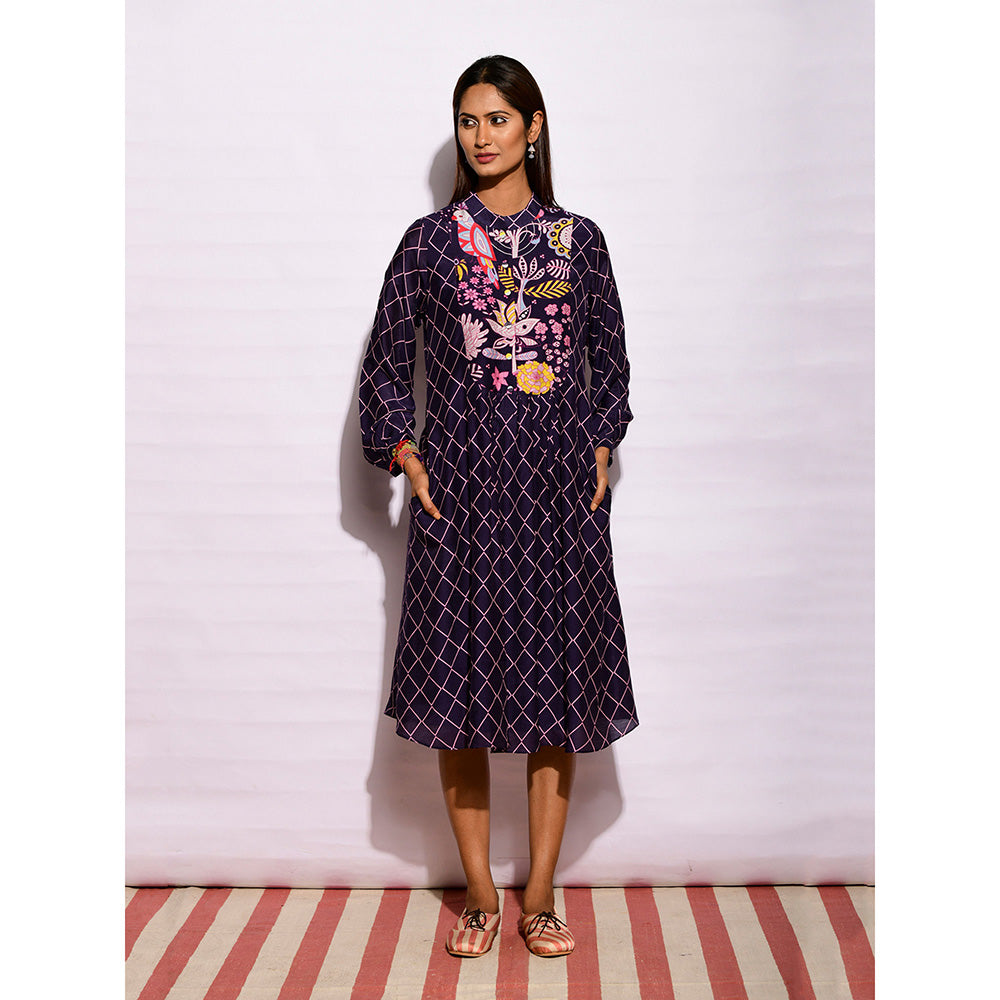 Swati Vijaivargie In Bloom Navy Blue Diamond Printed Dress