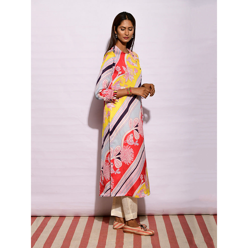 Swati Vijaivargie In Bloom Multicolor Big Diagonal Print Kurta