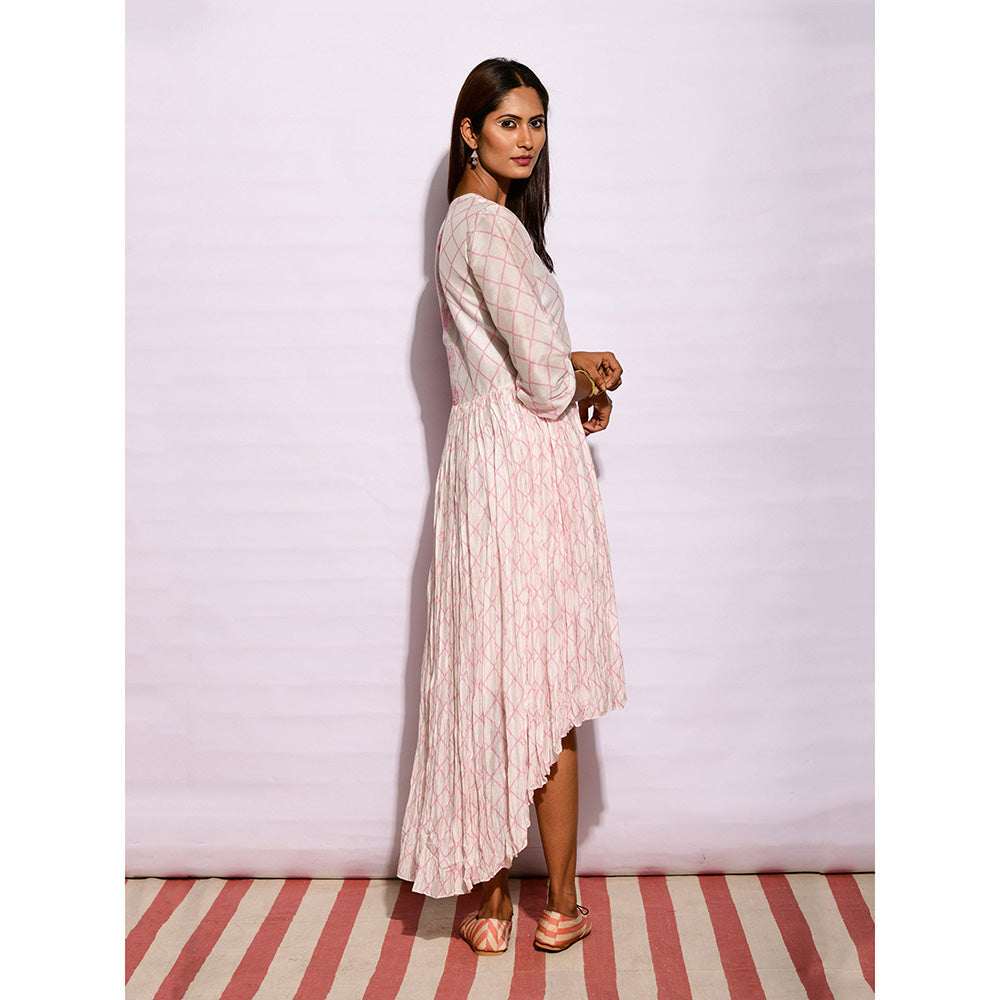 Swati Vijaivargie In Bloom Off White Asymmetric Printed Dress