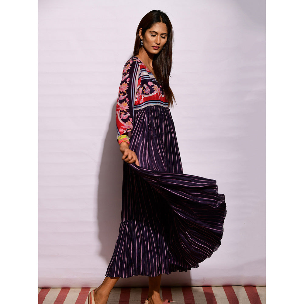 Swati Vijaivargie In Bloom Navy Blue Printed Crushed Dress