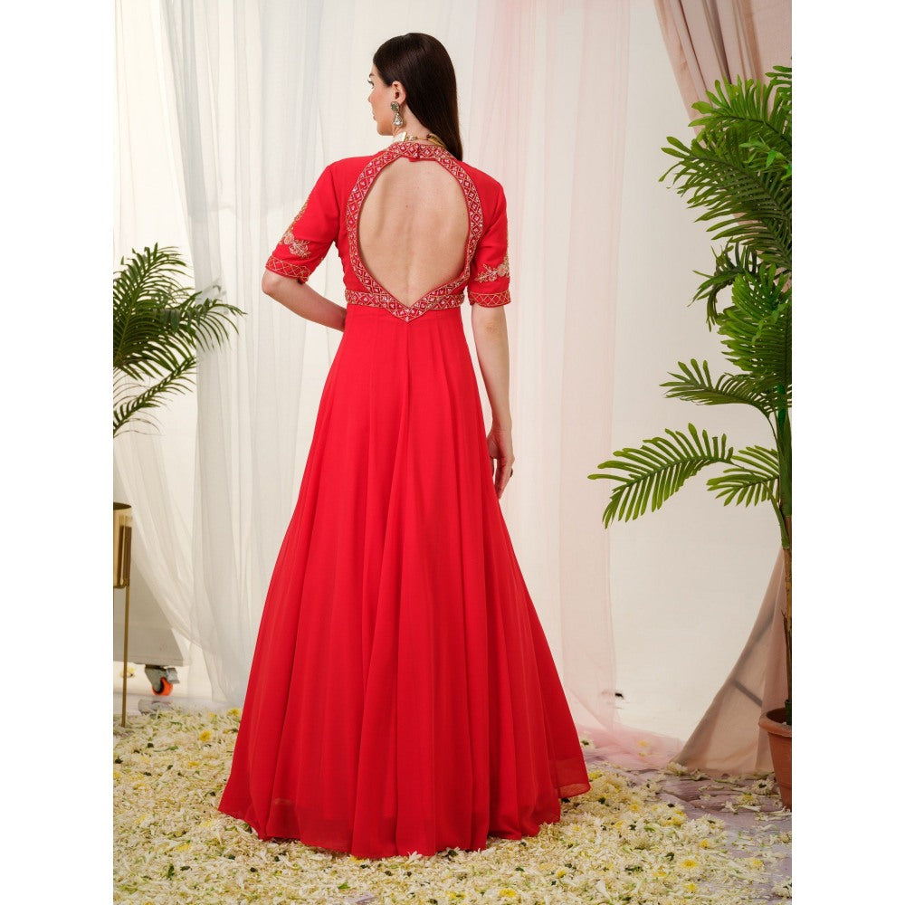 Tamaraa by Tahani Red Vermilion Anarkali Dress