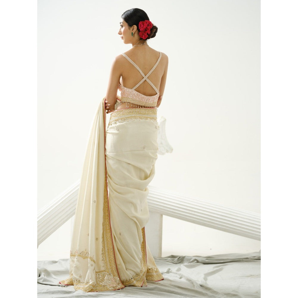 Tamaraa by Tahani Melisma White tissue Saree with Stitched Blouse