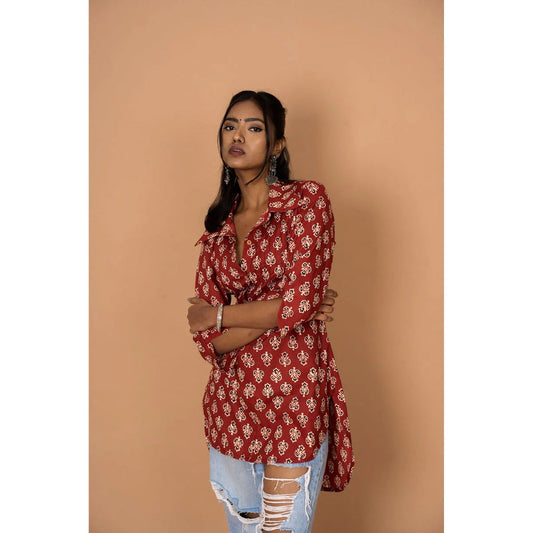 Tanoti Women Red Printed Short Kurti