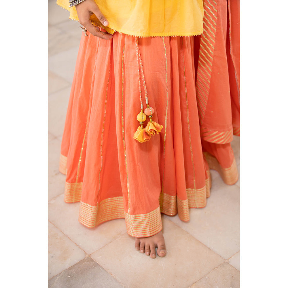 Taraasi Chandni Coral Mulmul Cotton Kalidar Ghaghra
