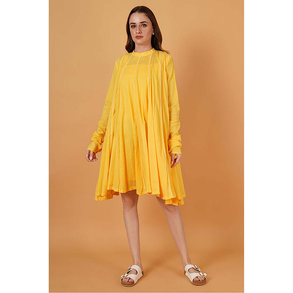 Taraasi Parinda' Sunshine Yellow Cotton Mulmul Dress