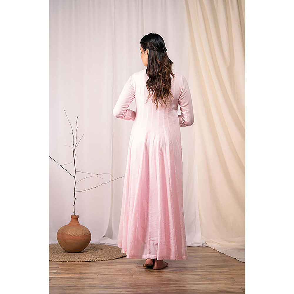 Taraasi Moon Dance' Baby Pink Mulmul Cotton Dress