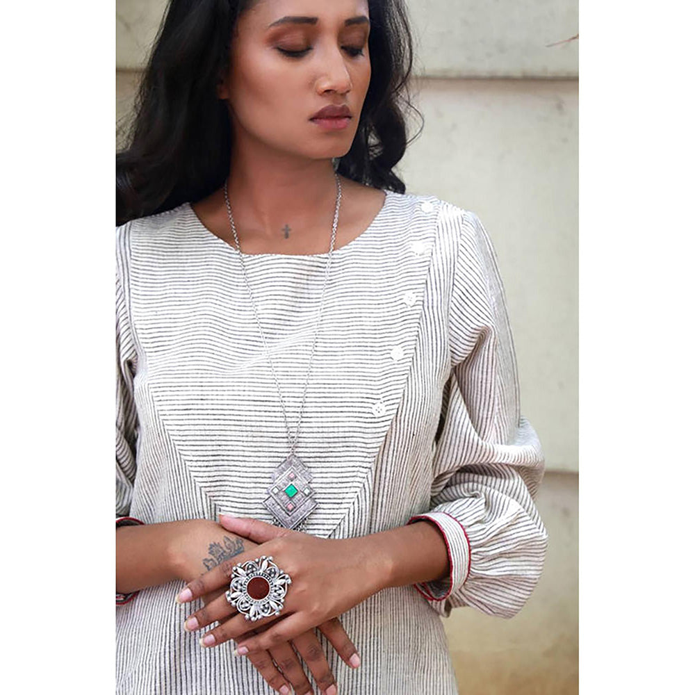 Taraasi PLAYING WITH LINES' Handspun Cotton Kurta