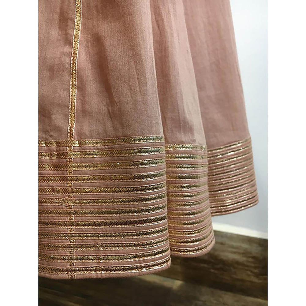 Taraasi Dilshaad Peach Mulmul Cotton Kalidar Ghaghara Skirt