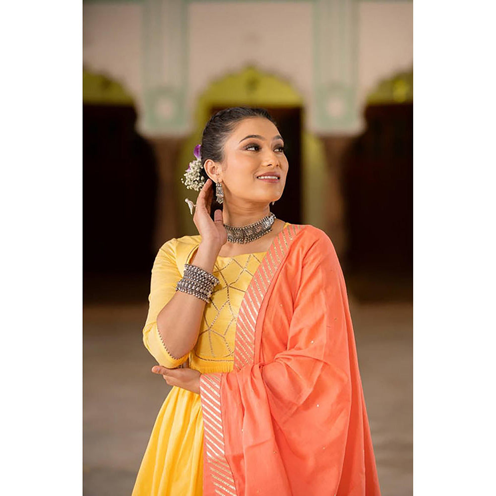 Taraasi MANTASHA' Sunshine Yellow Mulmul Cotton Kurta