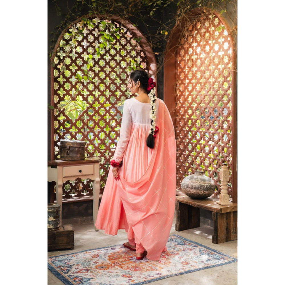 Taraasi Sharbat' Blush Pink and Ombre Mulmul Cotton Anarkali