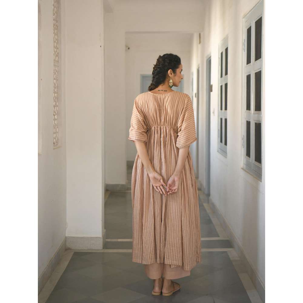 Taro india Beige and Gold Kaftan with Pant (Set of 2)