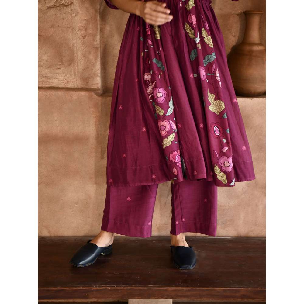 Taro India Mahogany Kurta with Pant and Dupatta (Set of 3)