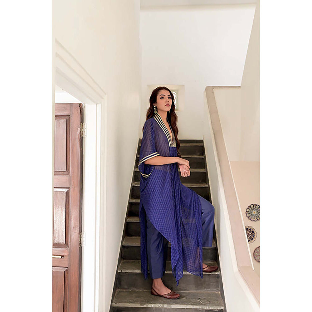 Taro India Zara Kaftan Kurta With Pant And Crop Slip