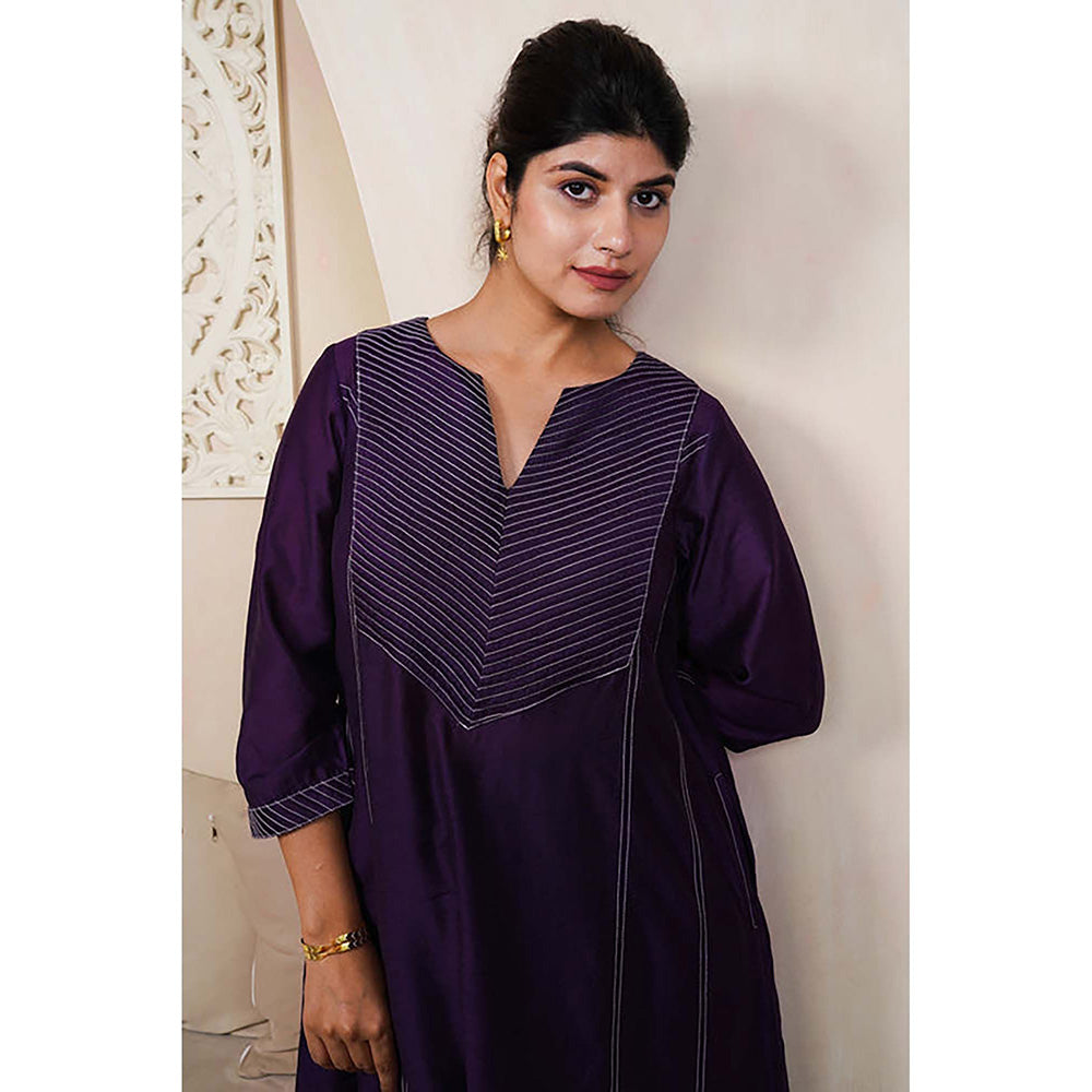 Taro India Russian Violet Kurta With Pant