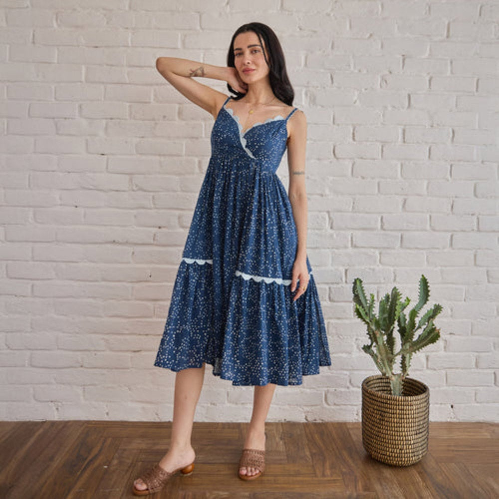 Taro India Starlit Indigo Midi Dress
