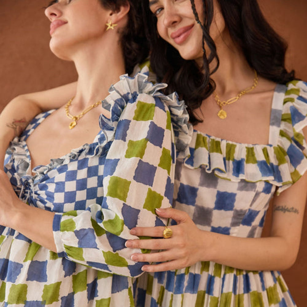 Taro India Azure Mosaic Maxi Dress