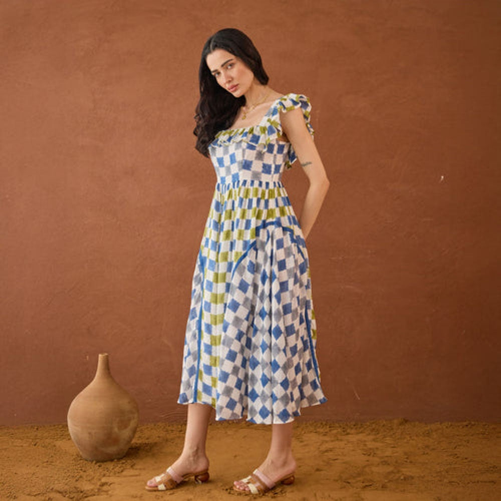 Taro India Sky Sketch Midi Dress