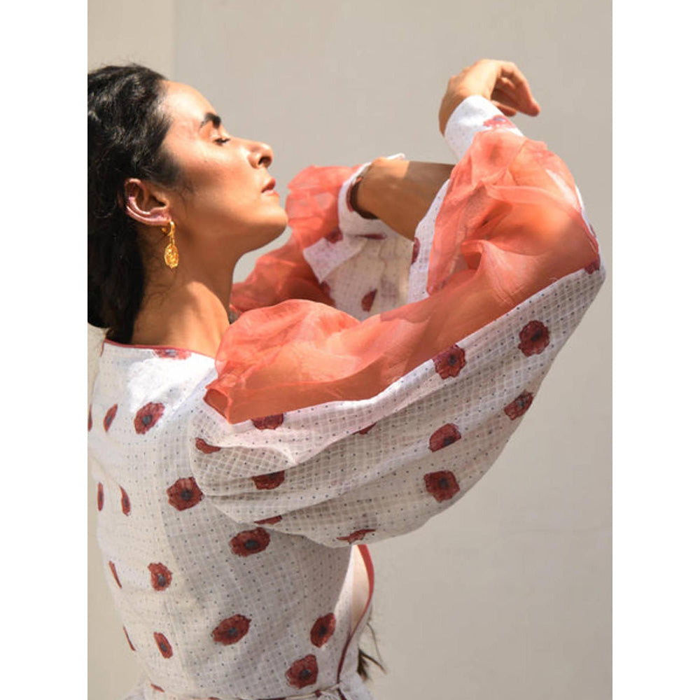 Taro India White Coral Orchid Dress