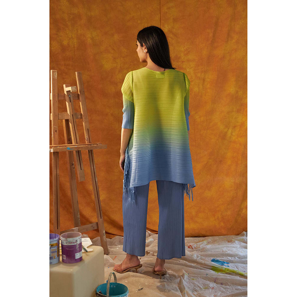 TASUVURE Blue Chic Fringe Ombre Co-Ord (Set of 2)