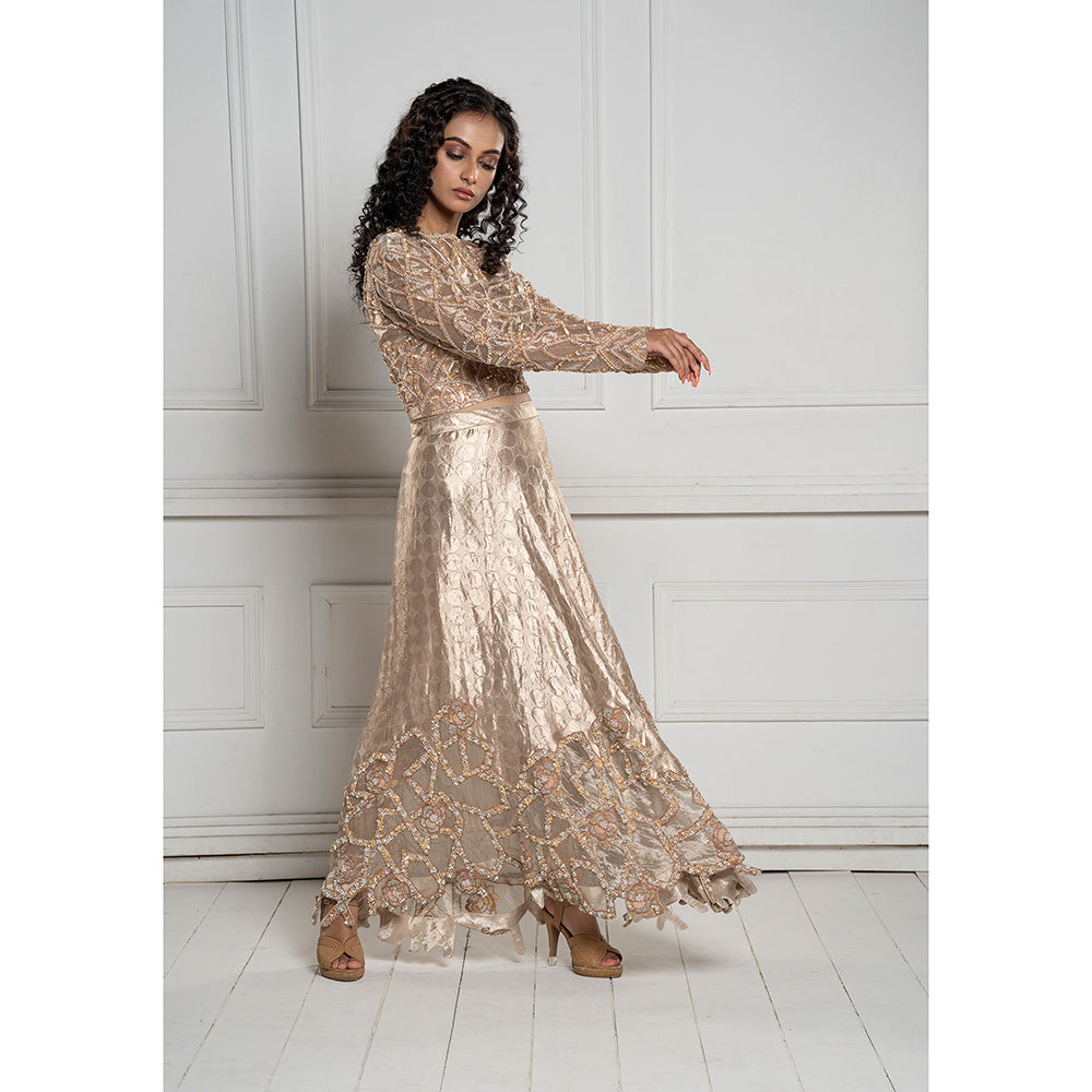 TATWAMM Beige Skirt with Top (Set of 2)