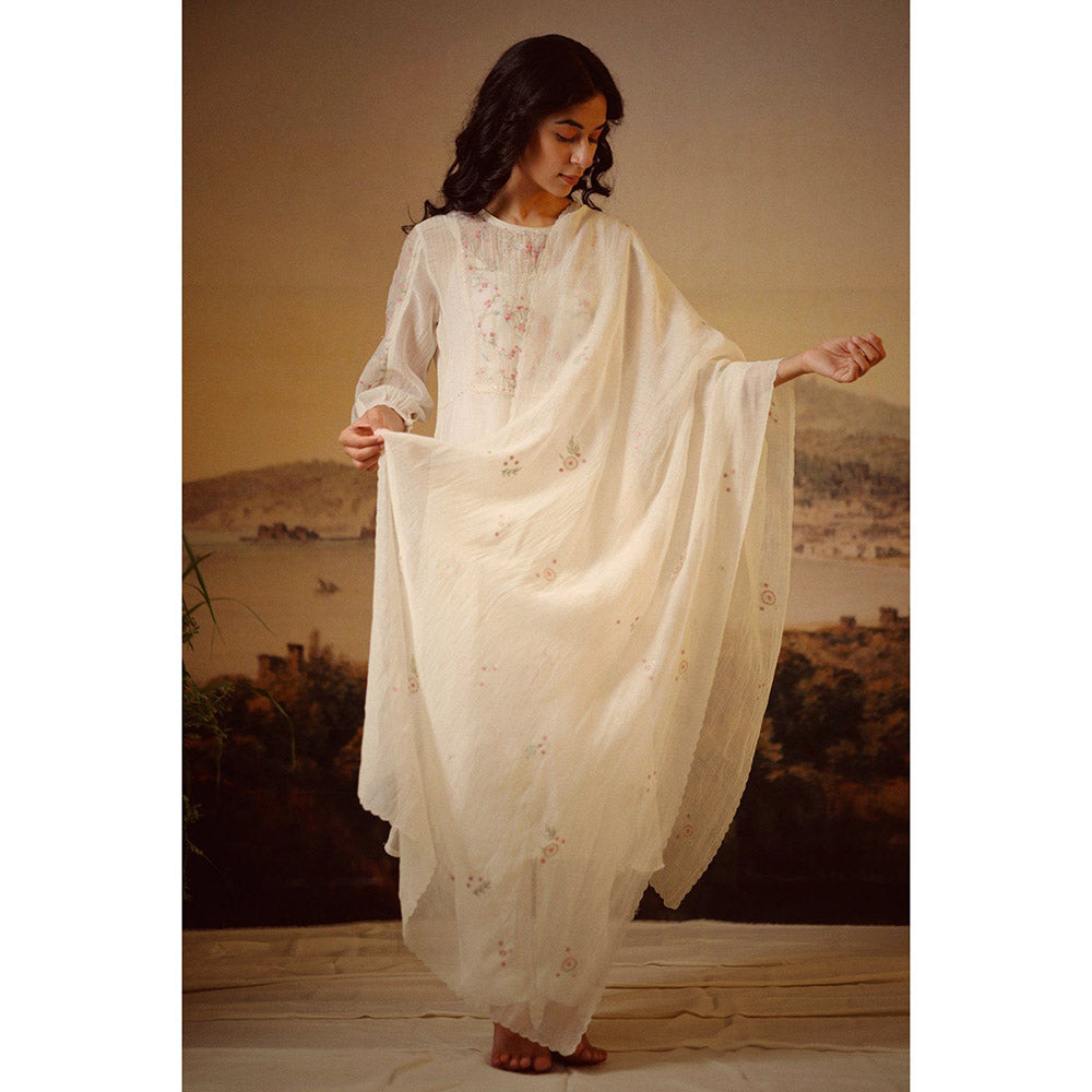 Tatwa Designs Ivory White Victorian Kurta (Set of 3)