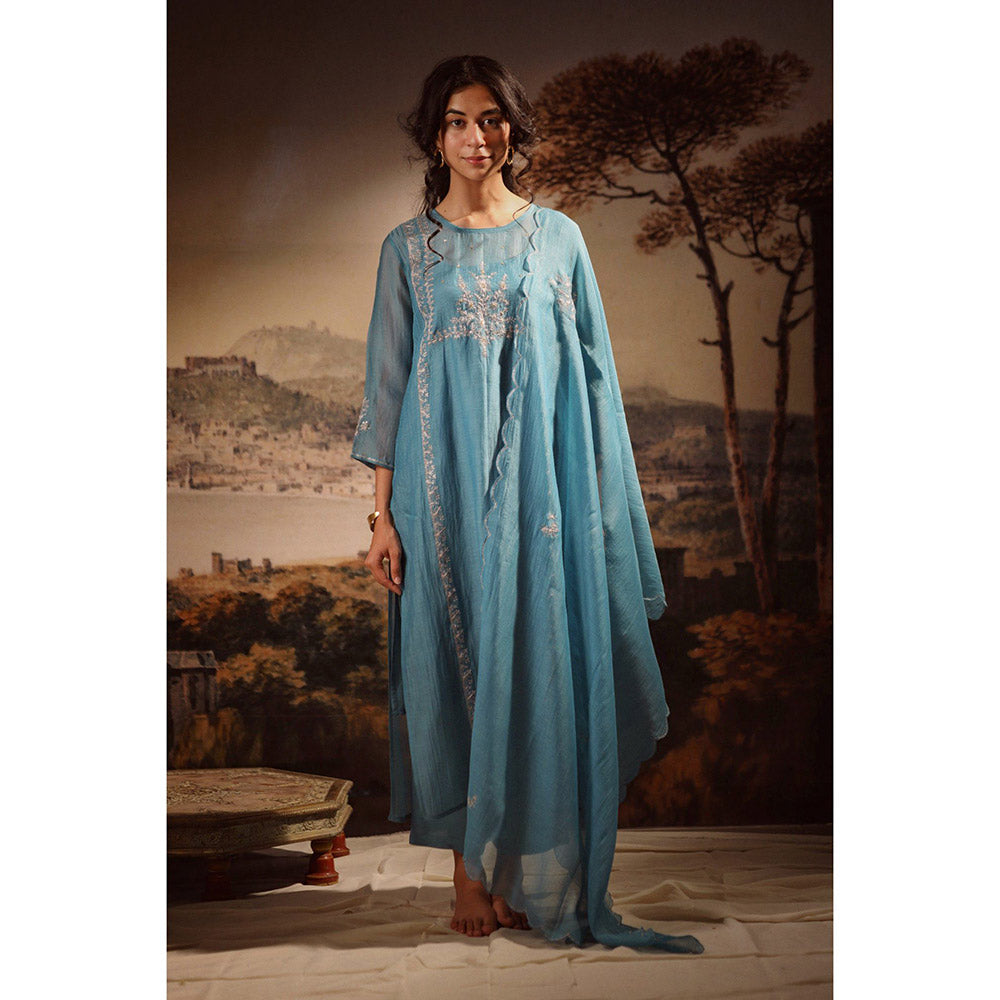 Tatwa Designs Turquoise Midnight Kurta (Set of 3)