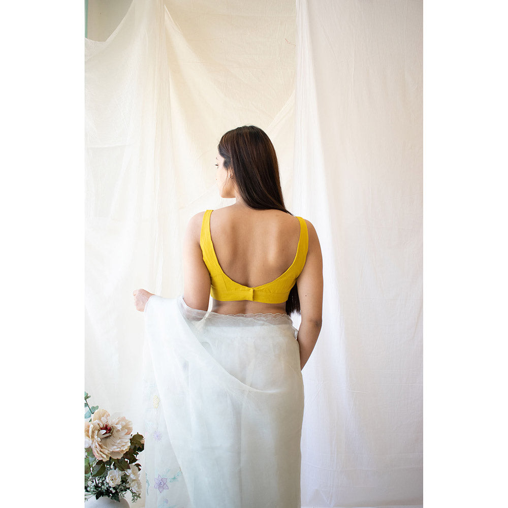 Tatwa Designs Mustard Sleeveless Chanderi Blouse