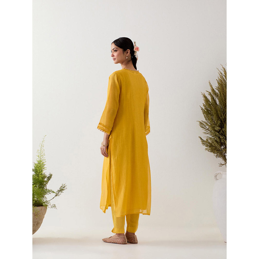 Tatwa Designs Mustard Songbird Kurta with Pant (Set of 2)