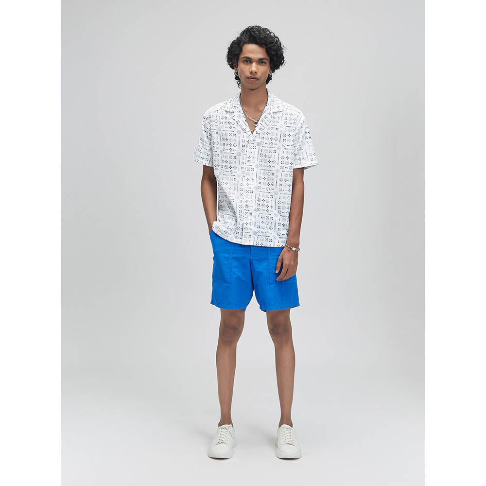 TERRA LUNA Palawan Moon Print Casual Shirt- White