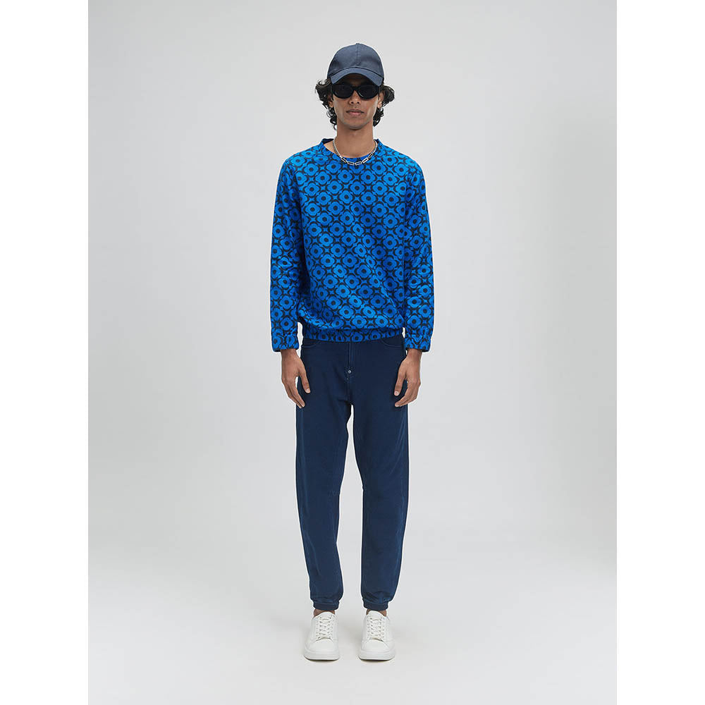 TERRA LUNA Bestla Mega Moon Bloom Cosmic Blue Sweatshirt