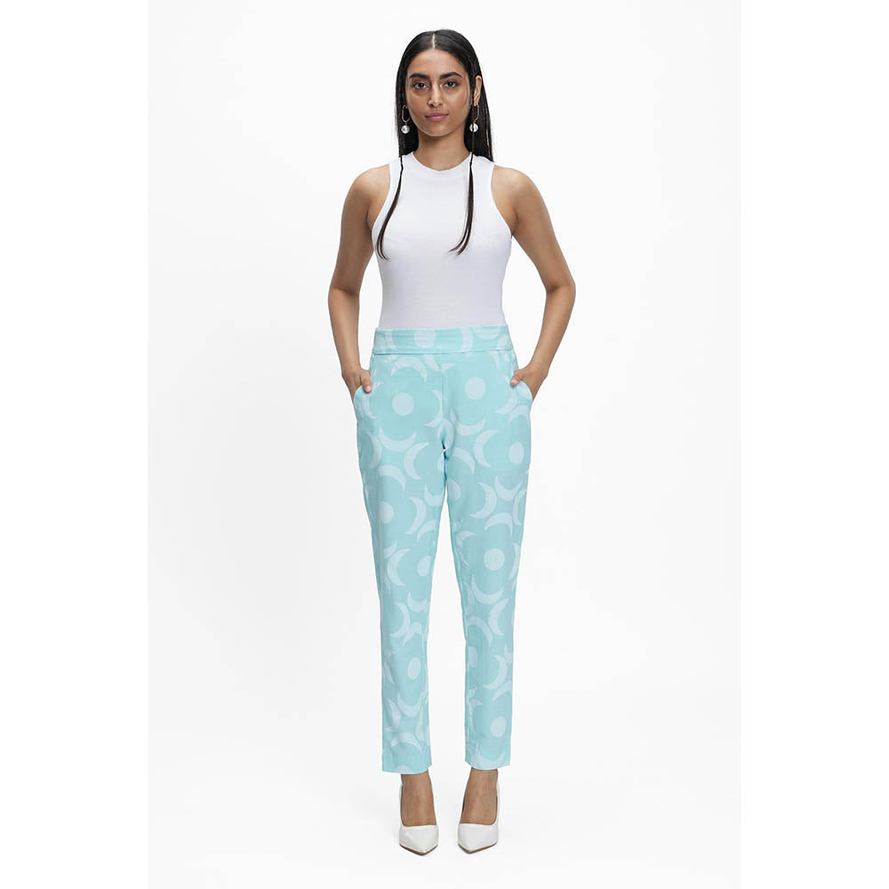TERRA LUNA Blue Printed Doda Pant