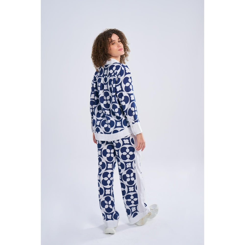 TERRA LUNA Blue Printed Jolo Pant