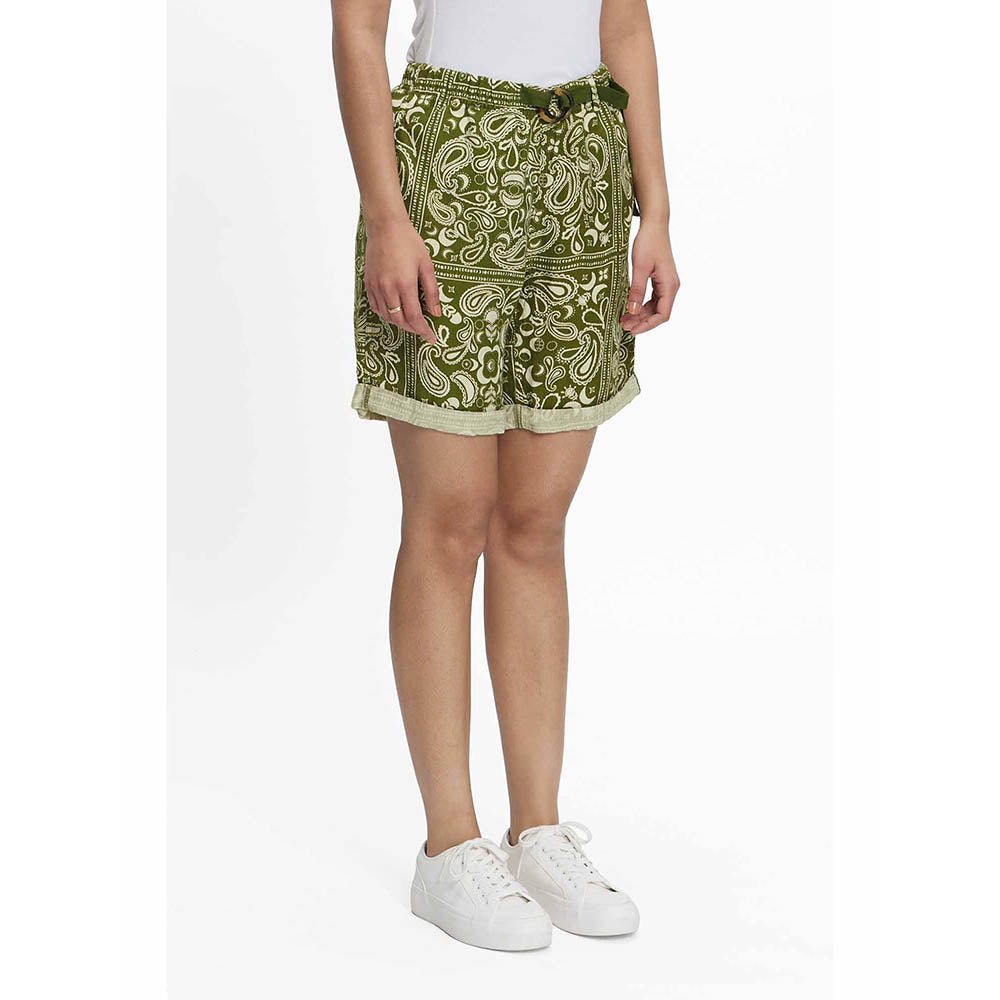 TERRA LUNA SEASEE Olive Paisley Shorts
